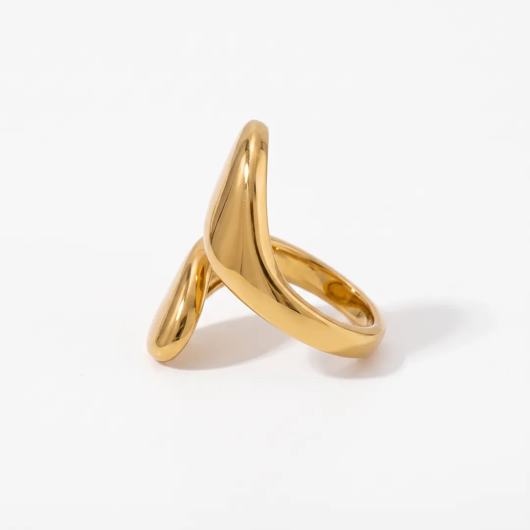 Anillo Envolvente Gotas Doradas Acero Inoxidable, Dorado, foto 3