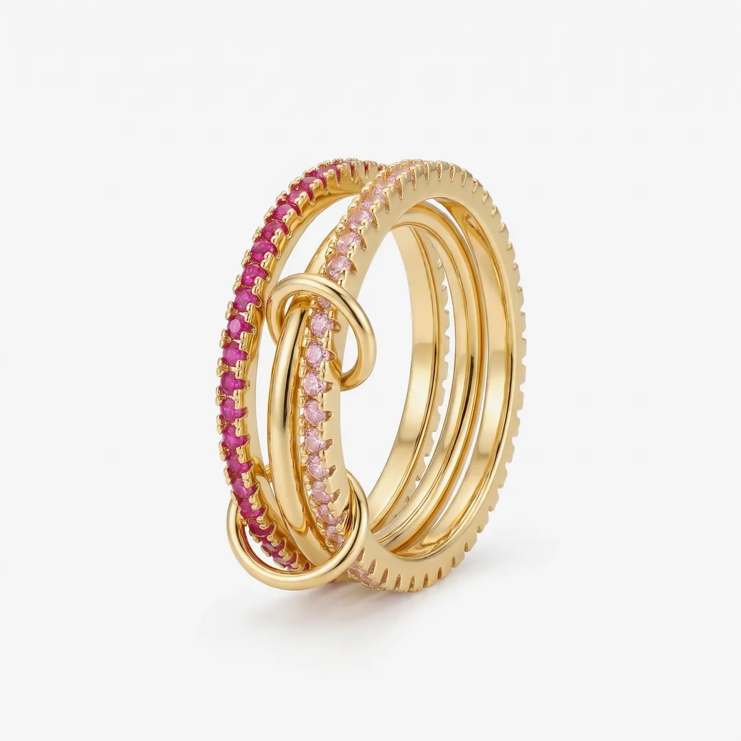 Anillo Redondo de Cobre con Circón Dorado, Talla 8, foto 1