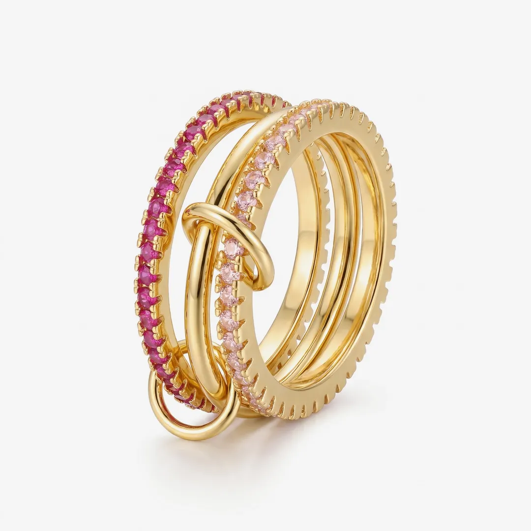 Anillo Redondo de Cobre con Circón Dorado, Talla 9, foto 1