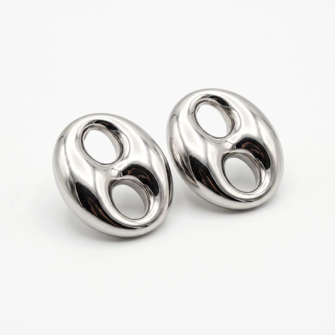 Aretes de grano de café de acero inoxidable, Acero, foto 1