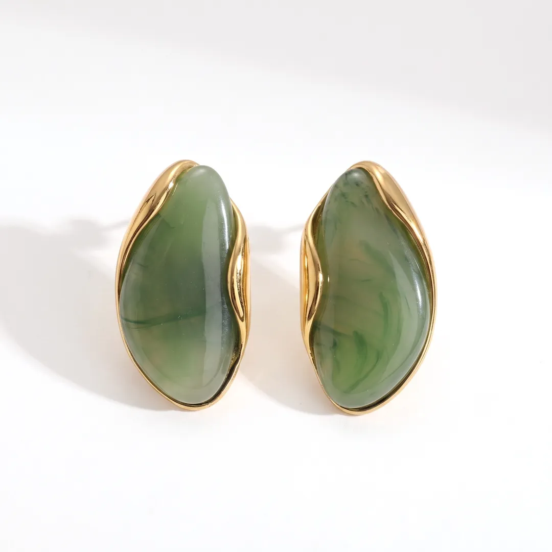Aretes irregulares de resina, Verde, foto 1