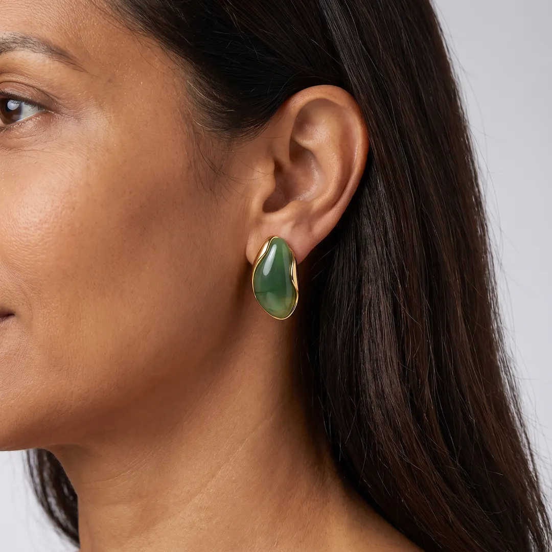 Aretes irregulares de resina, Verde, foto 6