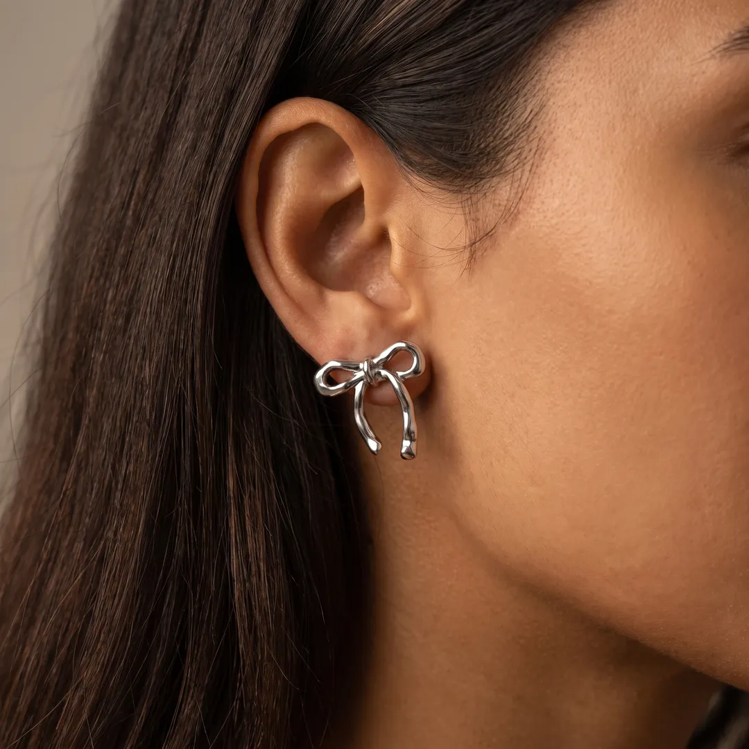Aretes de moño de acero, Acero, foto 3