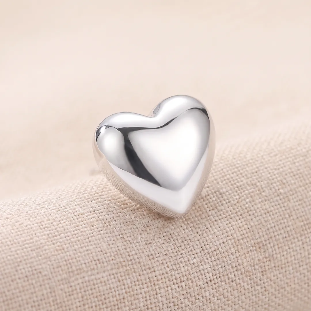 Plain Heart Stud Earrings in Titanium Steel, Steel, photo 2