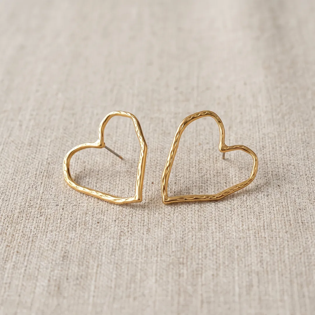 Aretes de corazón calado, Dorado, foto 2