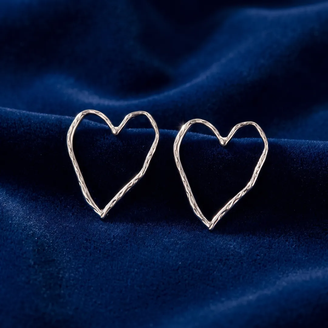 Aretes de corazón calado, Acero, foto 2