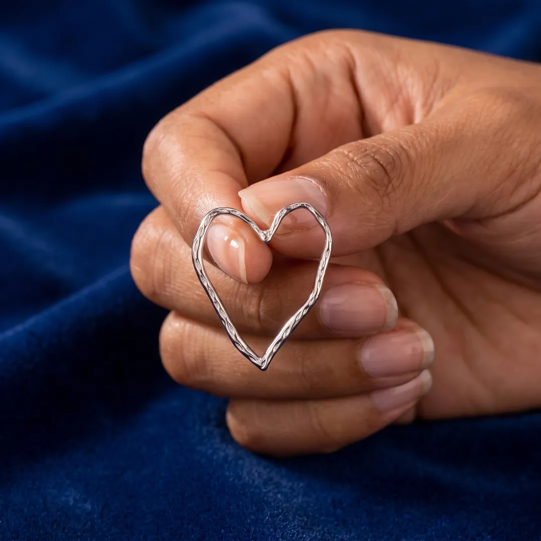 Aretes de corazón calado, Acero, foto 3