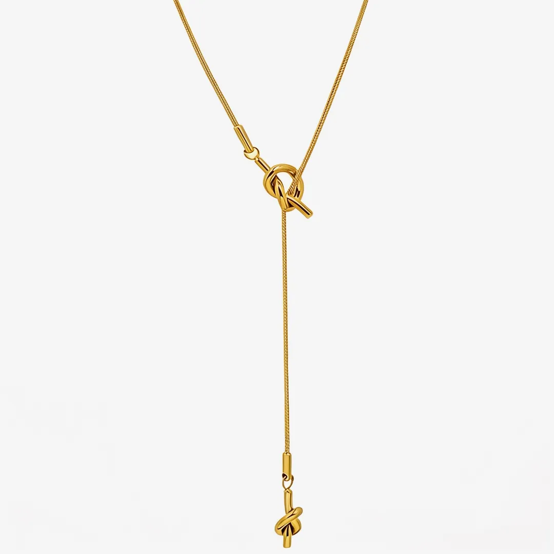 Collar asimétrico con nudo, Dorado, foto 1