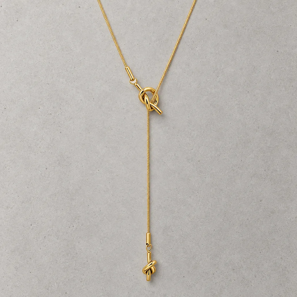 Collar asimétrico con nudo, Dorado, foto 2