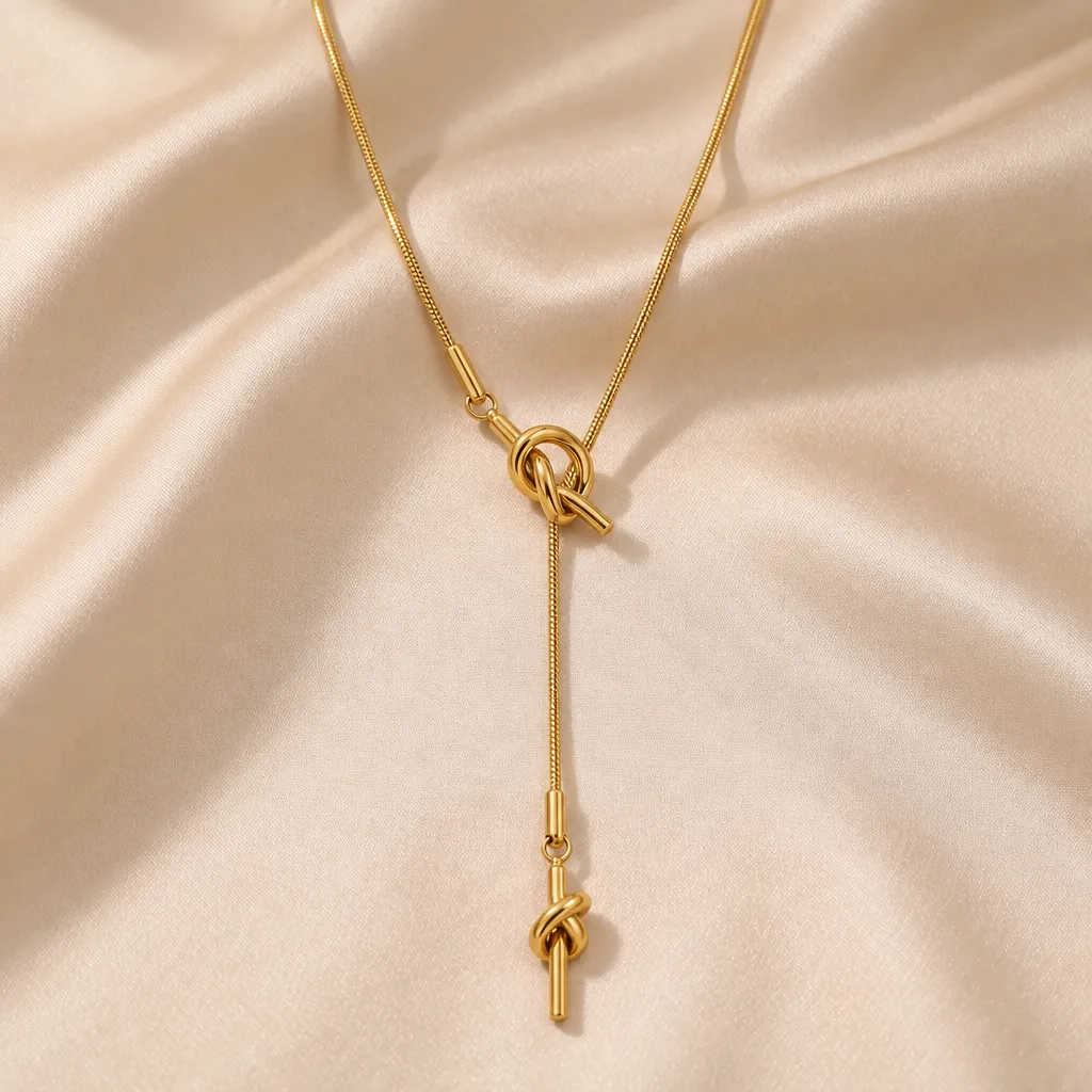 Collar asimétrico con nudo, Dorado, foto 4