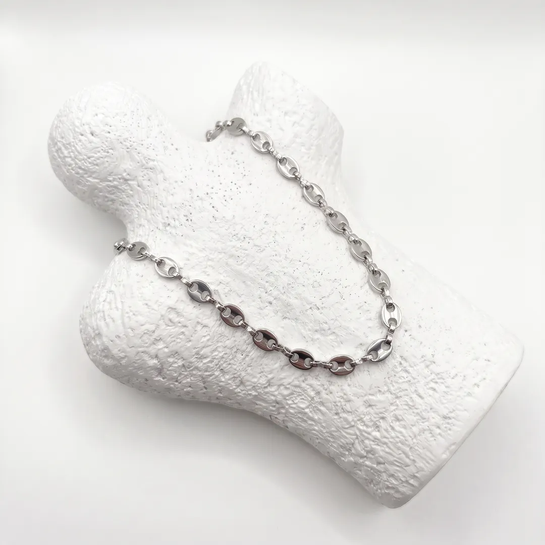 Stainless Steel Coffee Bean Chain Necklace, Necklace 45+6 cm, photo 3