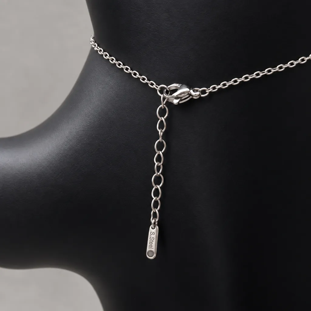 Collar con dije de corazón de circonias azules, tono plata, Plateado, foto 3