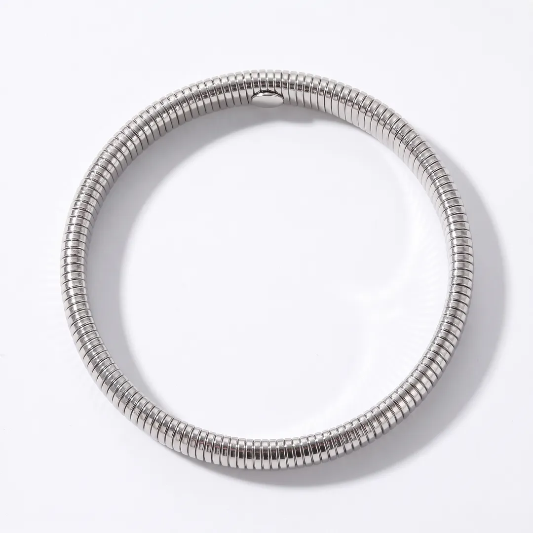 Silver Ribbed Flexible Steel Bangle, Silver, photo 3