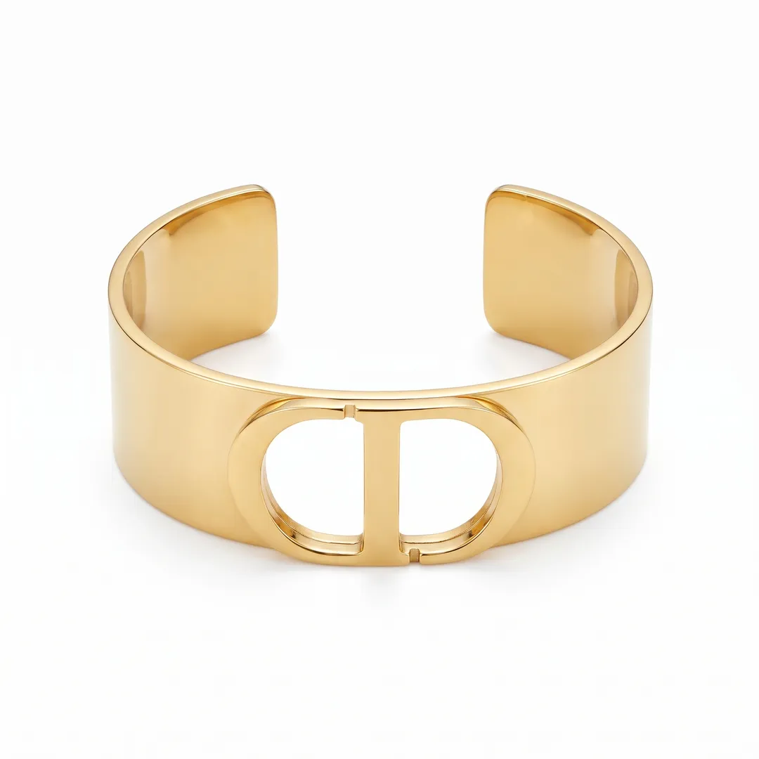 Brazalete acero, diseño letras, CD dorado, foto 1