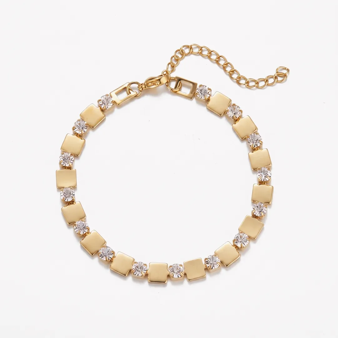 Pulsera de acero con circonias, Dorado, foto 1