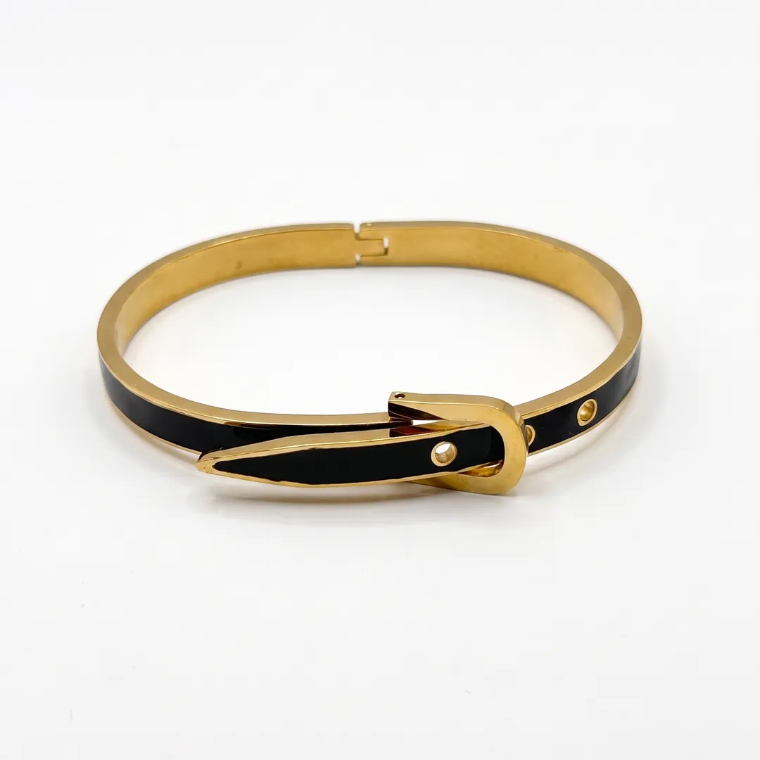 Brazalete rígido de acero, diseño serpiente de cascabel, Cuero dorado, foto 1