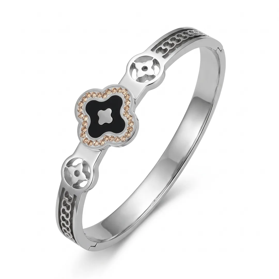 Brazalete rígido de acero, diseño serpiente de cascabel, Pantera acero, foto 1