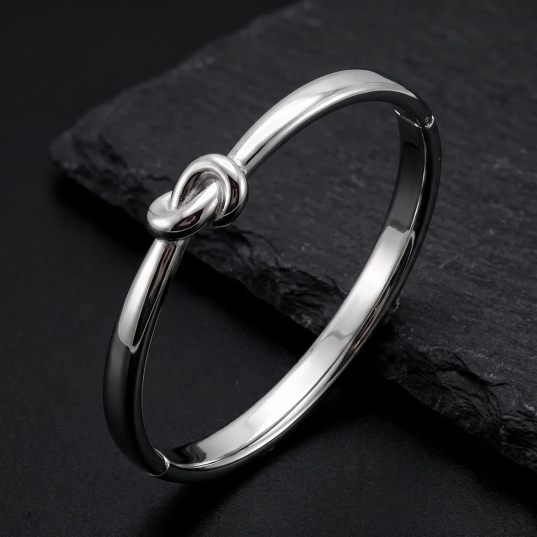 Brazalete rígido de acero, diseño serpiente de cascabel, Acero liso, foto 2