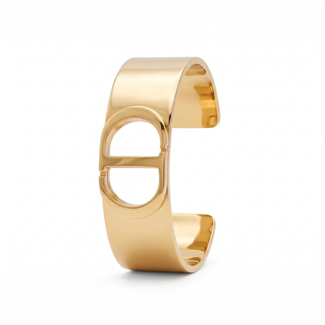 Brazalete rígido de acero, diseño serpiente de cascabel, CD dorado, foto 3