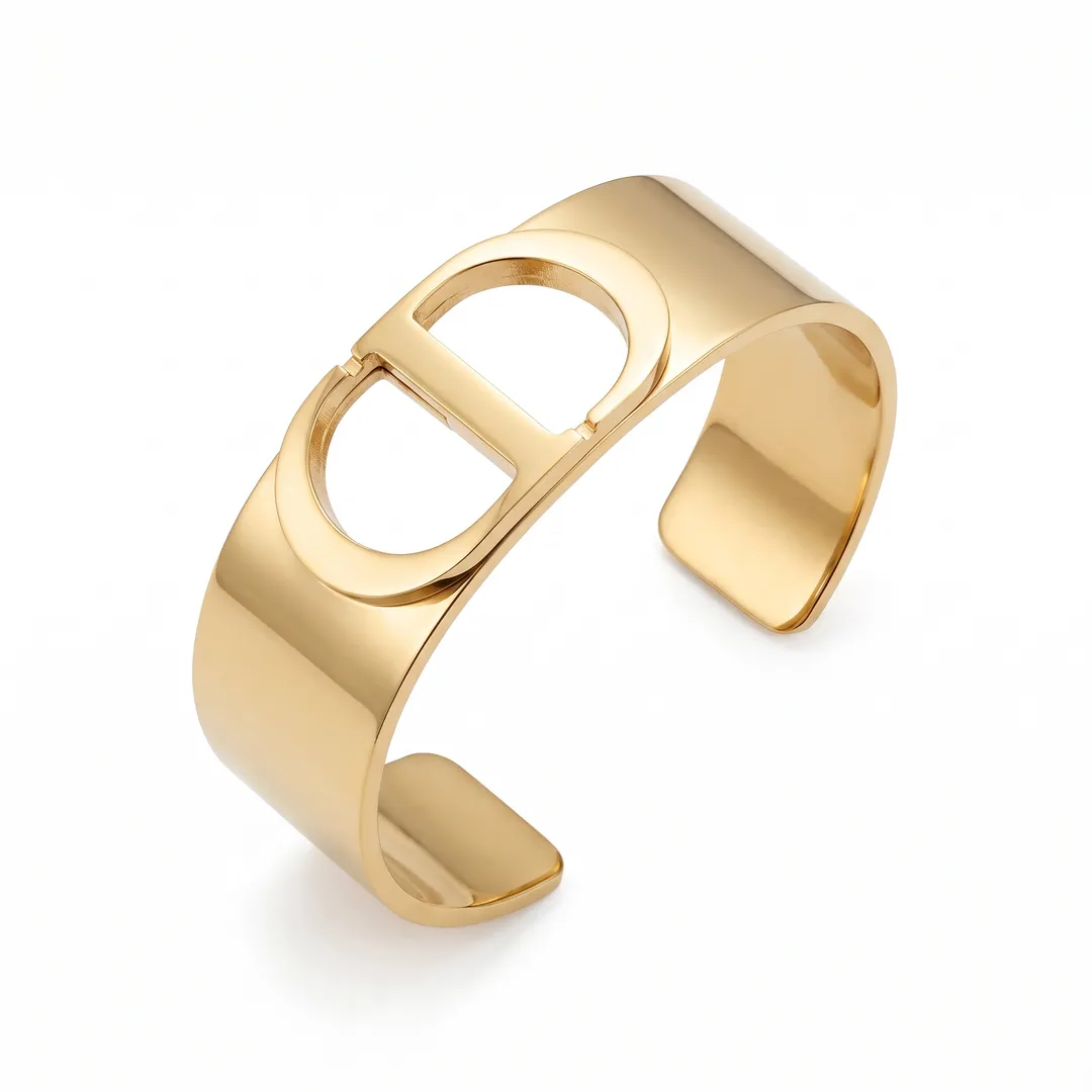 Brazalete rígido de acero, diseño serpiente de cascabel, CD dorado, foto 5