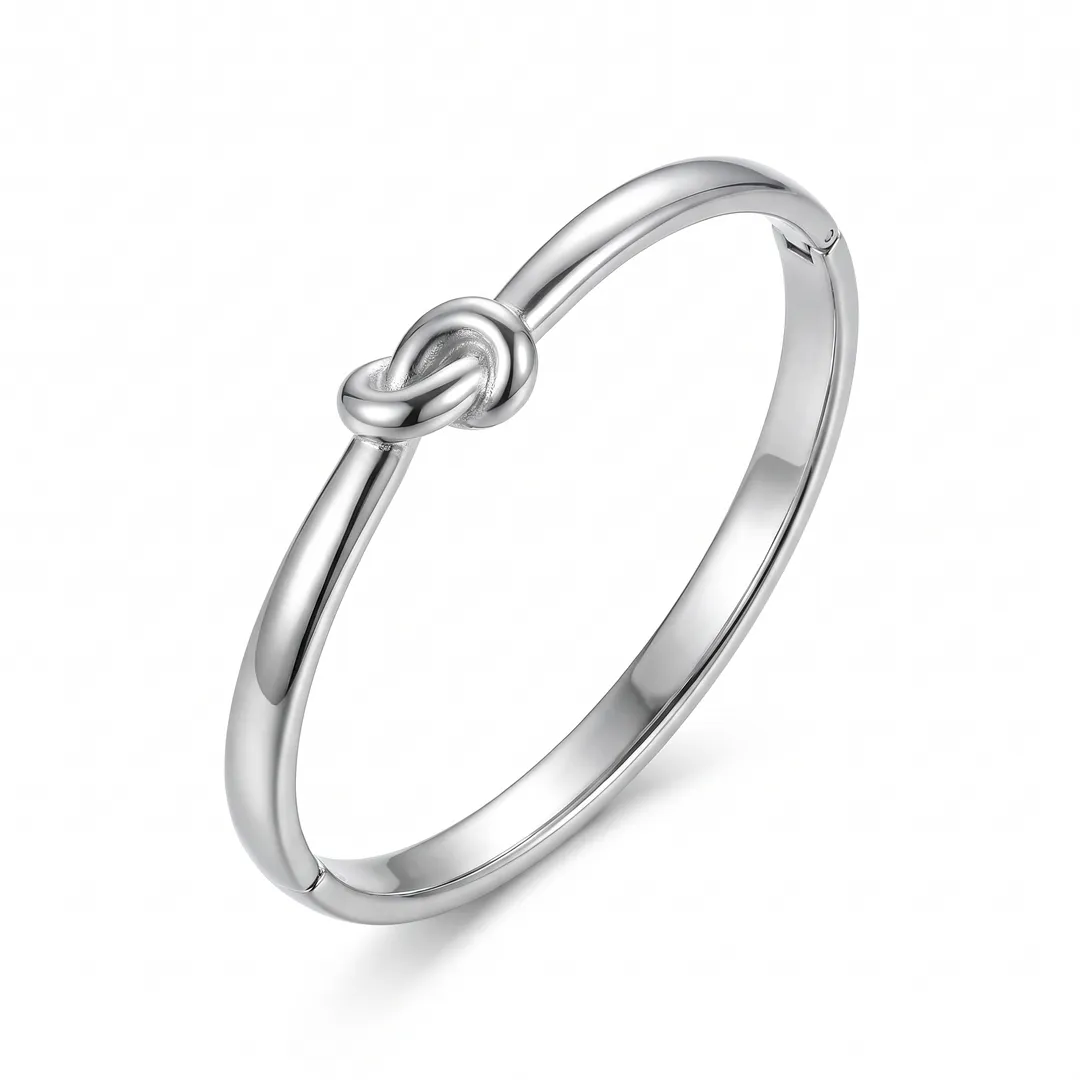Brazalete rígido de acero, diseño moño, Acero liso, foto 1