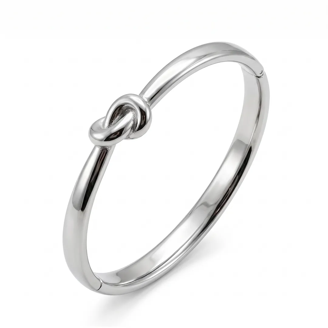 Brazalete rígido de acero, diseño moño, Acero liso, foto 2