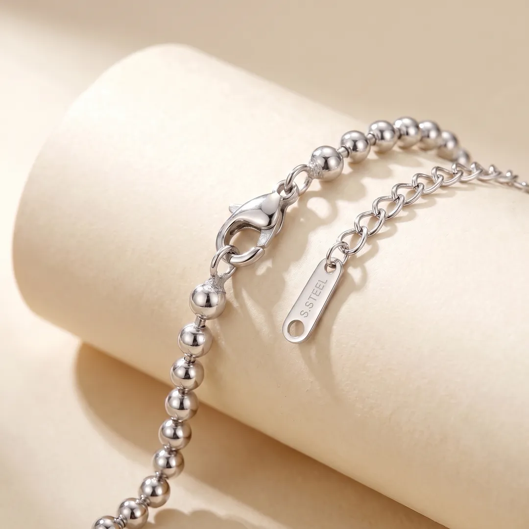 Pulsera de acero con dije de corazón, Plateado, foto 4