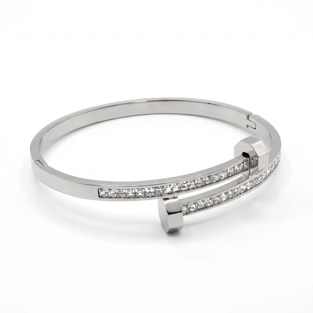 Brazalete rígido de acero, diseño de clavo, Uñas acero, foto 1