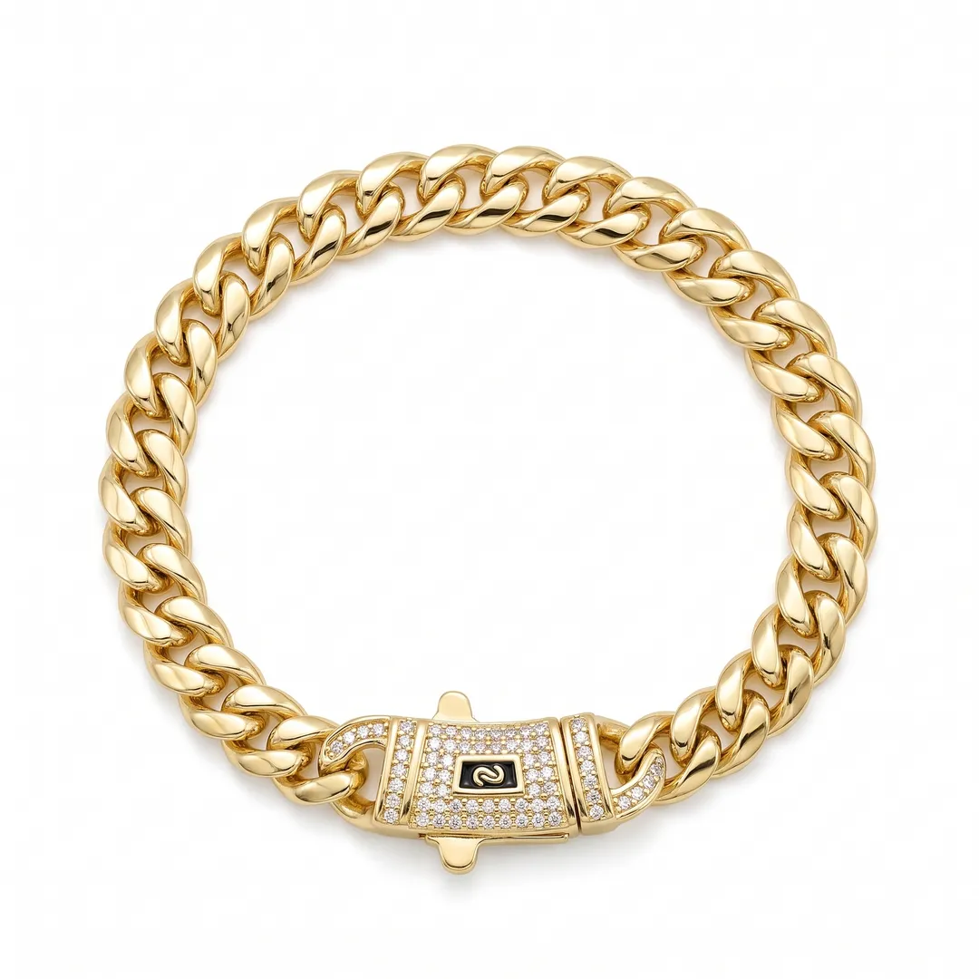 Cuban Link Bracelet and Cubic Zirconia, 15.5 cm, photo 1