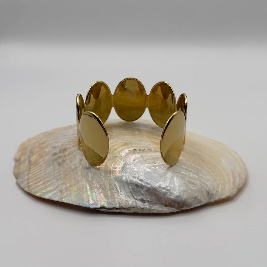 Brazalete rígido geométrico dorado, Dorado, foto 2