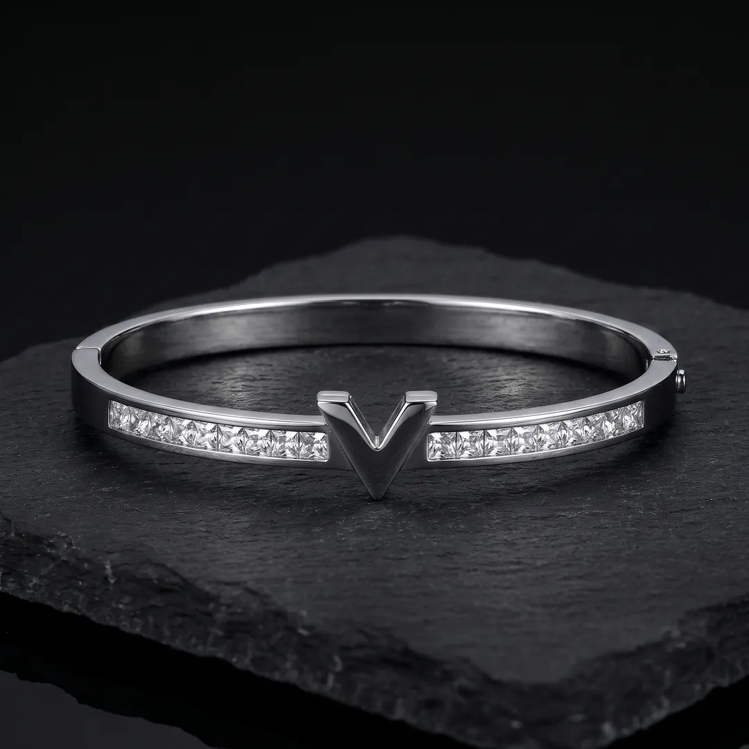 Brazalete rígido de acero, letra V, V acero, foto 4