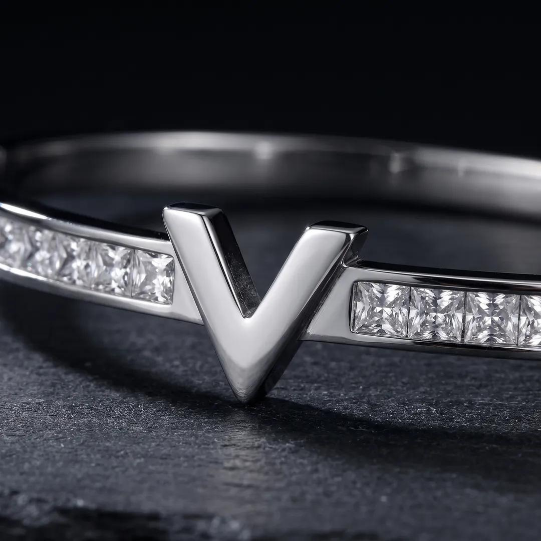 Brazalete rígido de acero, letra V, V acero, foto 5