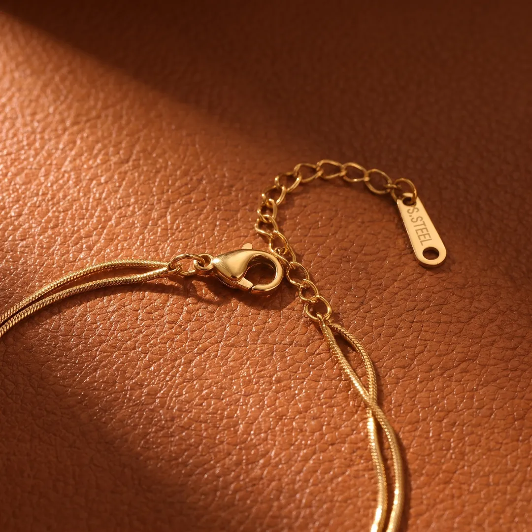 Pulsera doble cadena serpiente con esferas, Dorado, foto 3